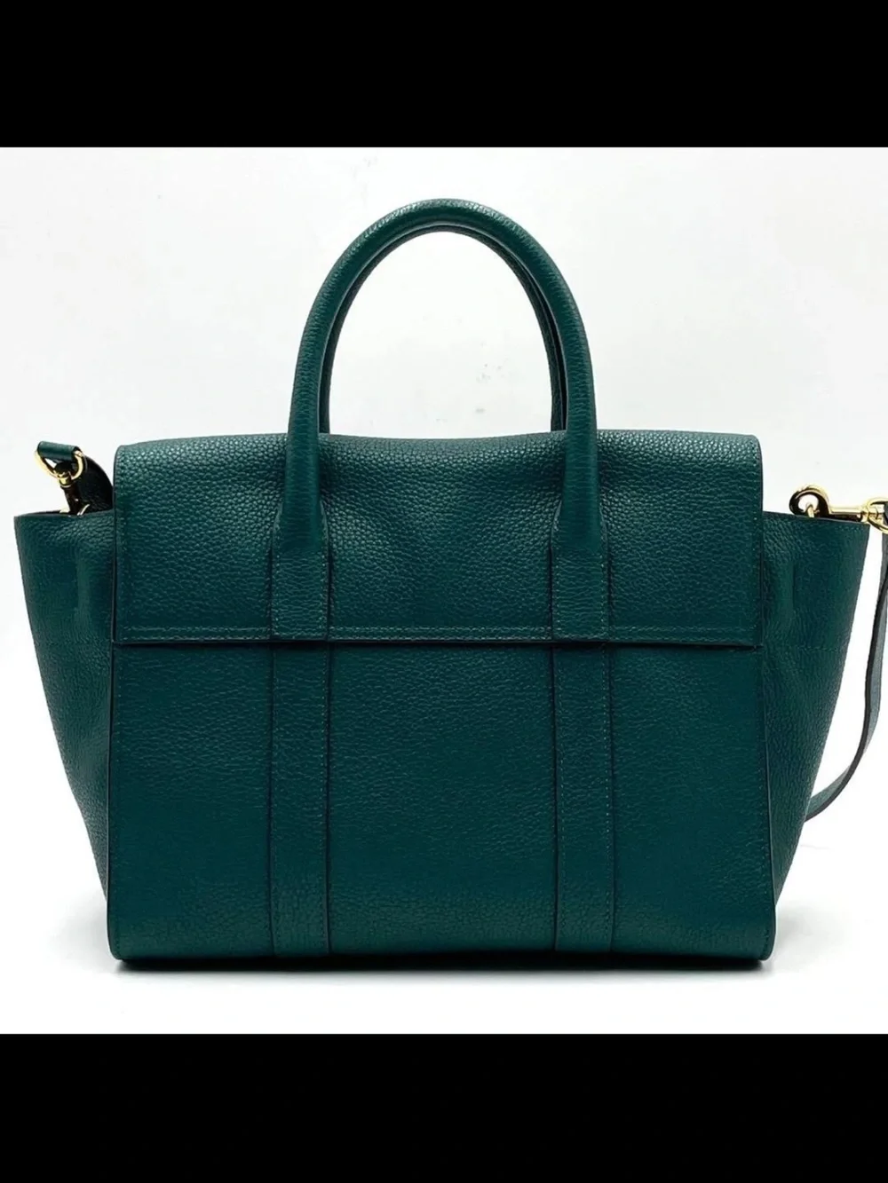 Mulberry Dark Green Leather Satchel with Shoulder Strap